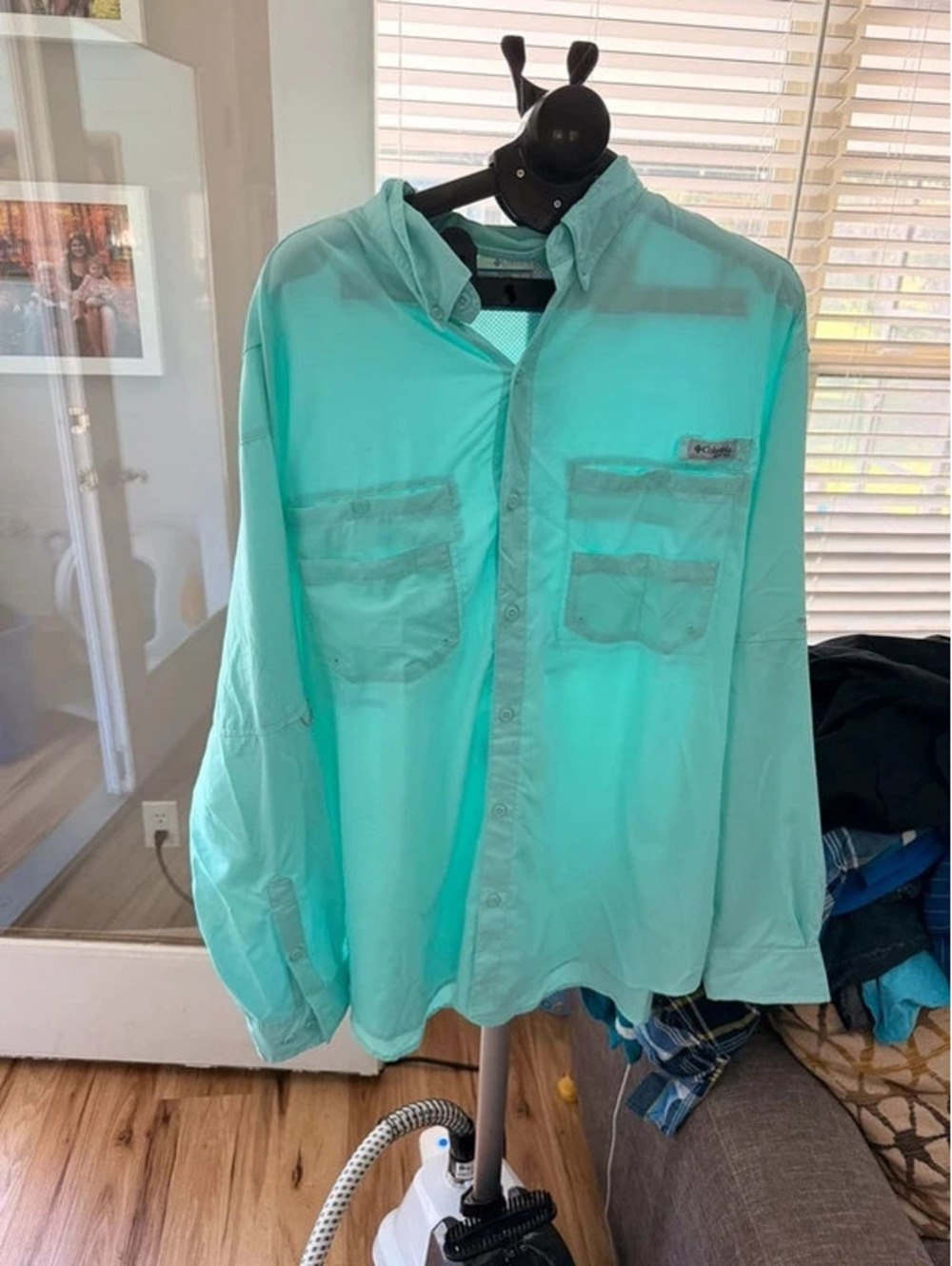 Columbia Men's Button-Up Shirt Size XXL Light Blue Outdoor Casual